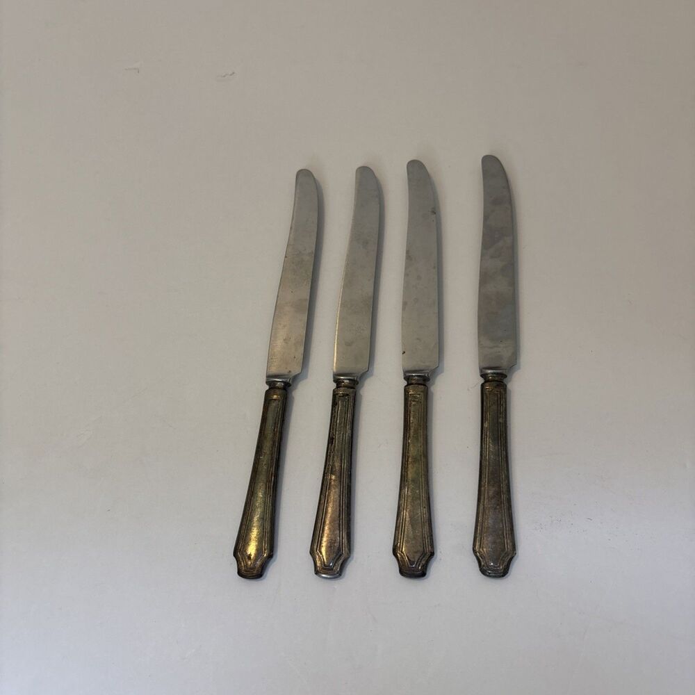 1847 ROGERS BROS Eternally Yours Dinner Knives Vintage SILVERPLATE 9" Set of 4